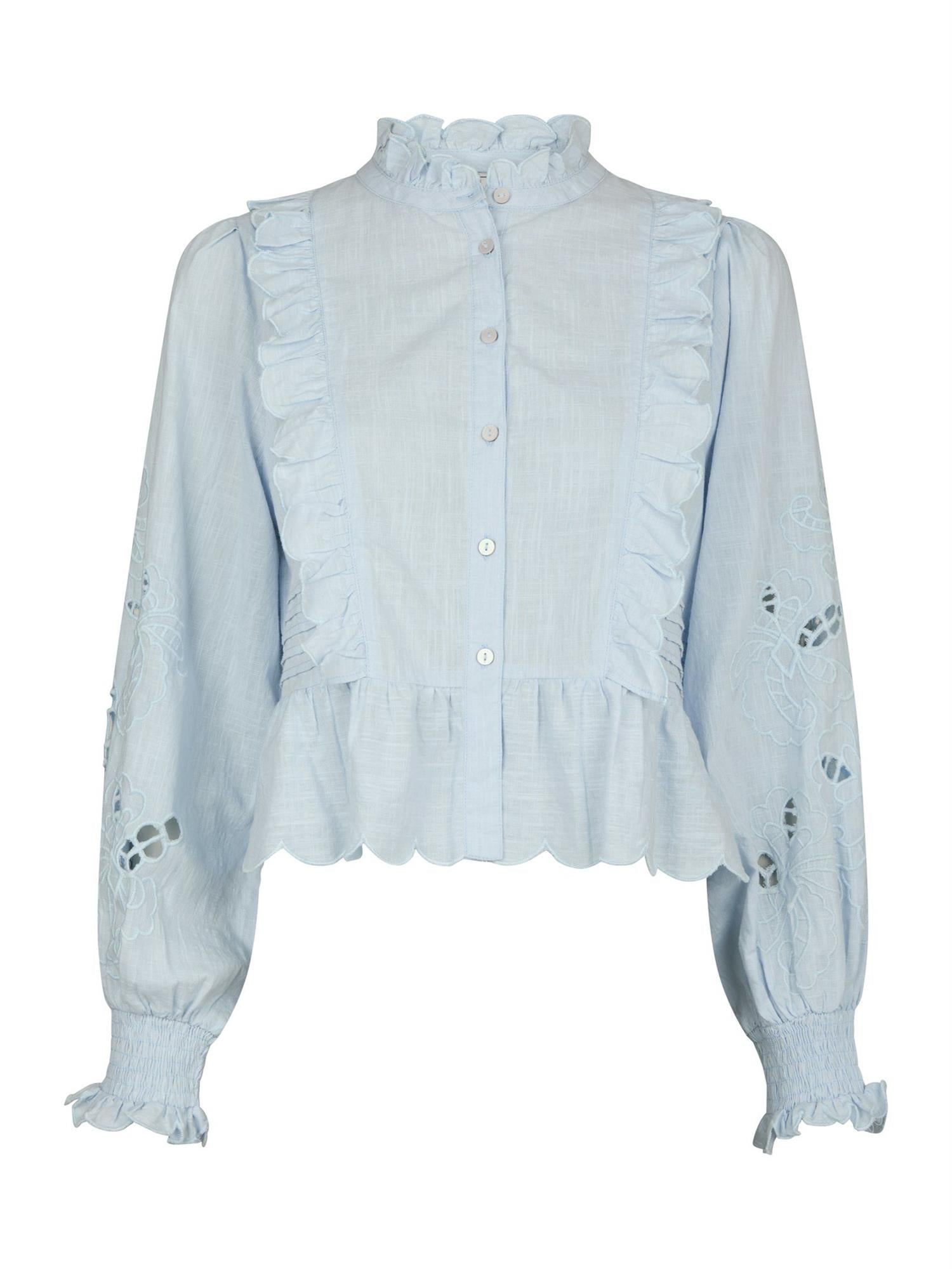 Petrine Embroidery Blouse Light Blue