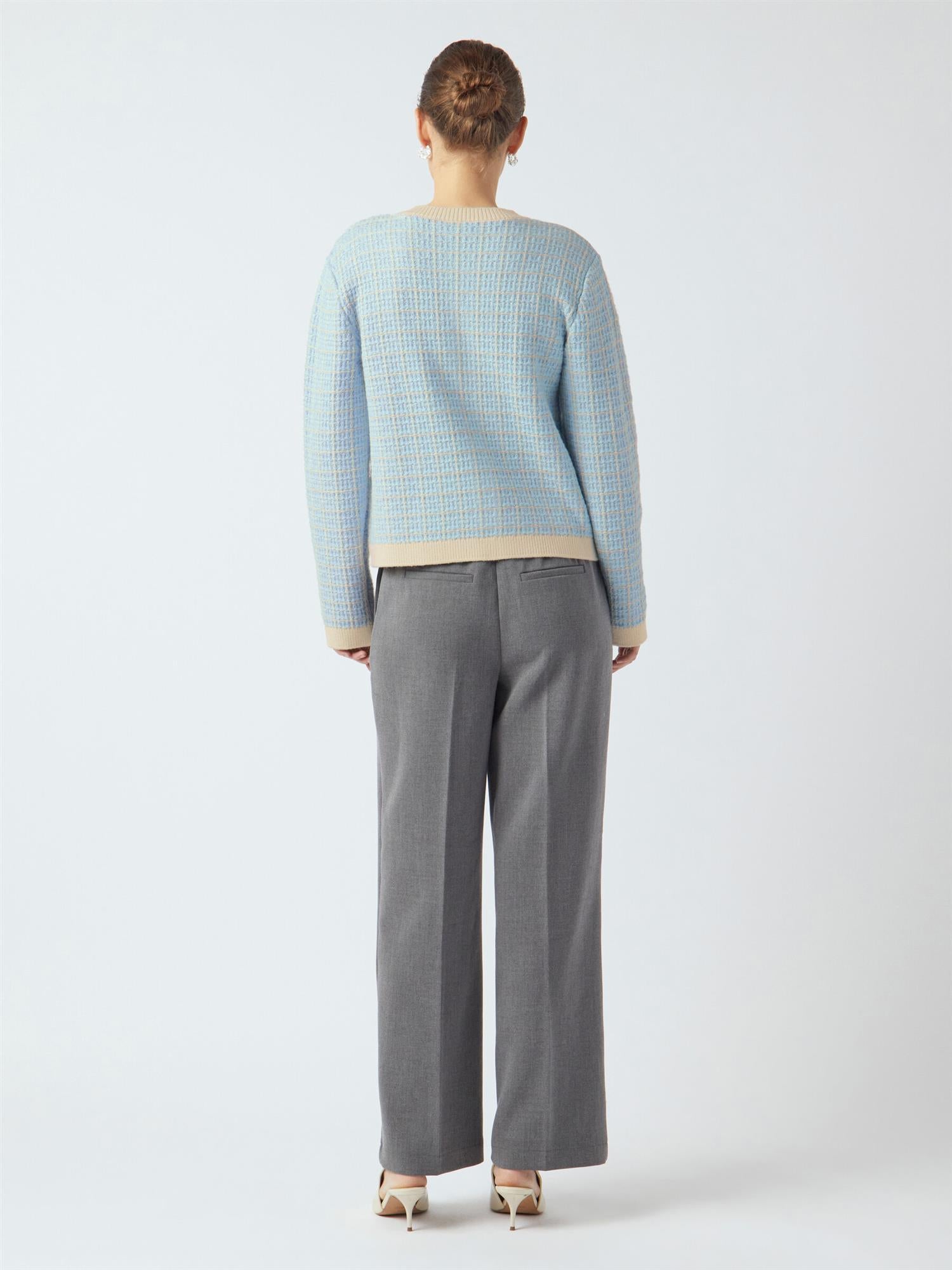 YASLIVIA Short Knit Cardigan Birch/Clear Sky