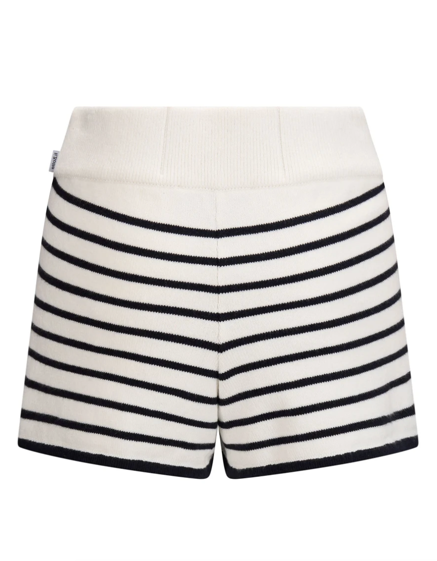 Mari Cotton Shorts White Navy Stripes