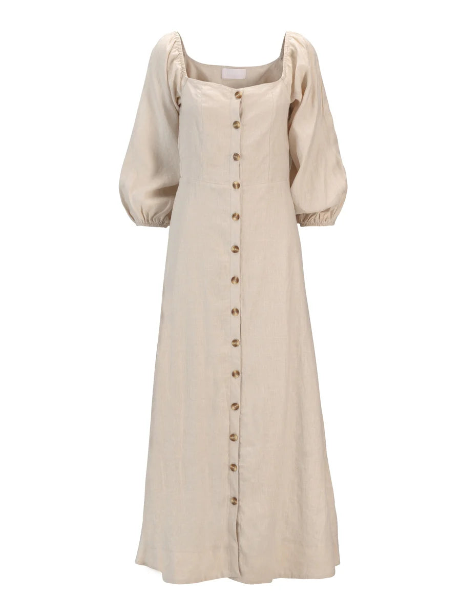 Kamelia Linen Dress Beige