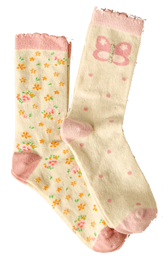 Tiny Blossom Butterfly 2 Pack Socks