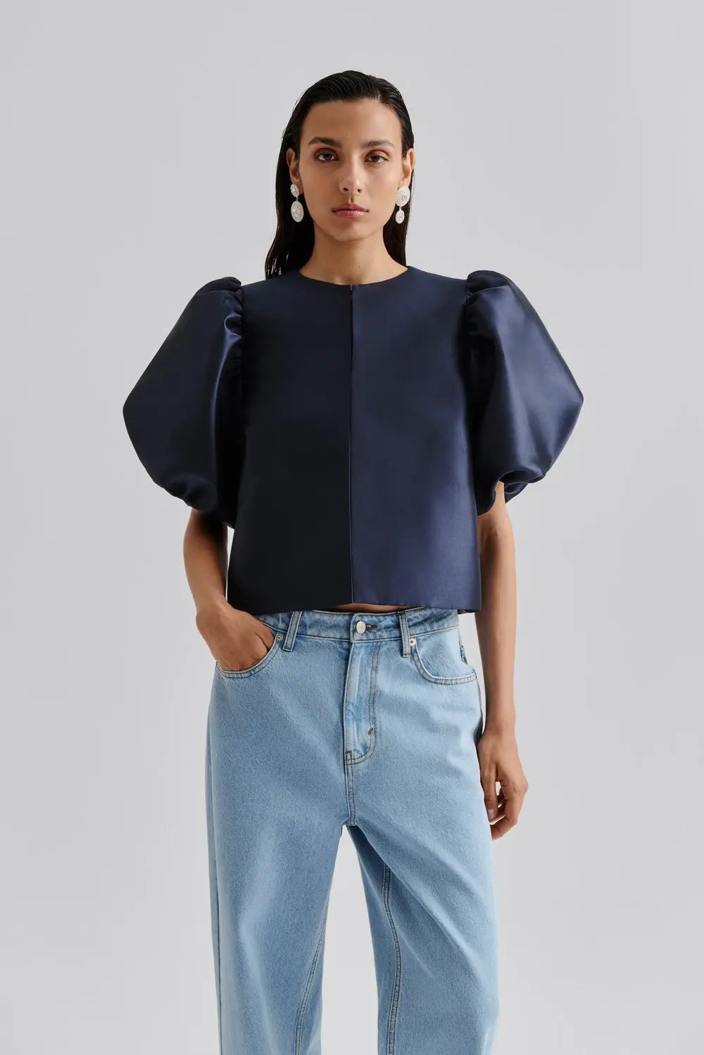 Cleo Pouf Sleeve Blouse Blue