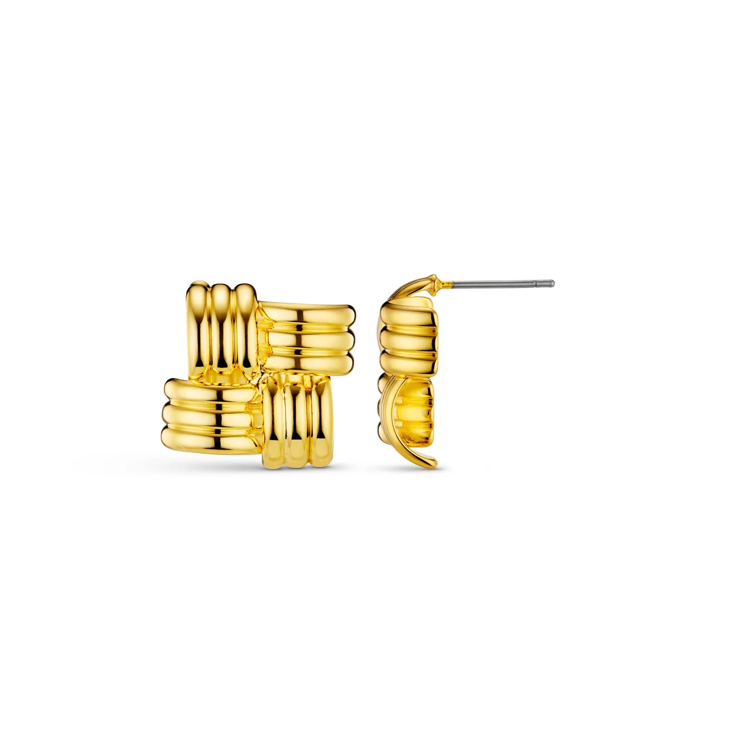 Statement Woven Square Stud Gold