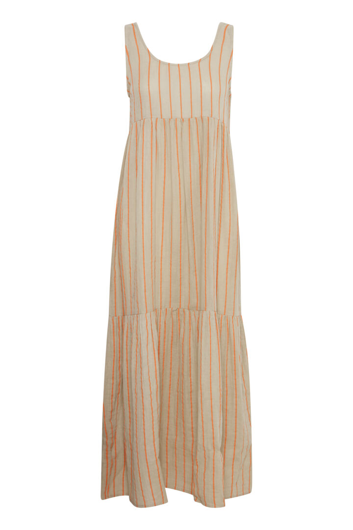 Foxa Striped Maxi Dress Doeskin/Coral