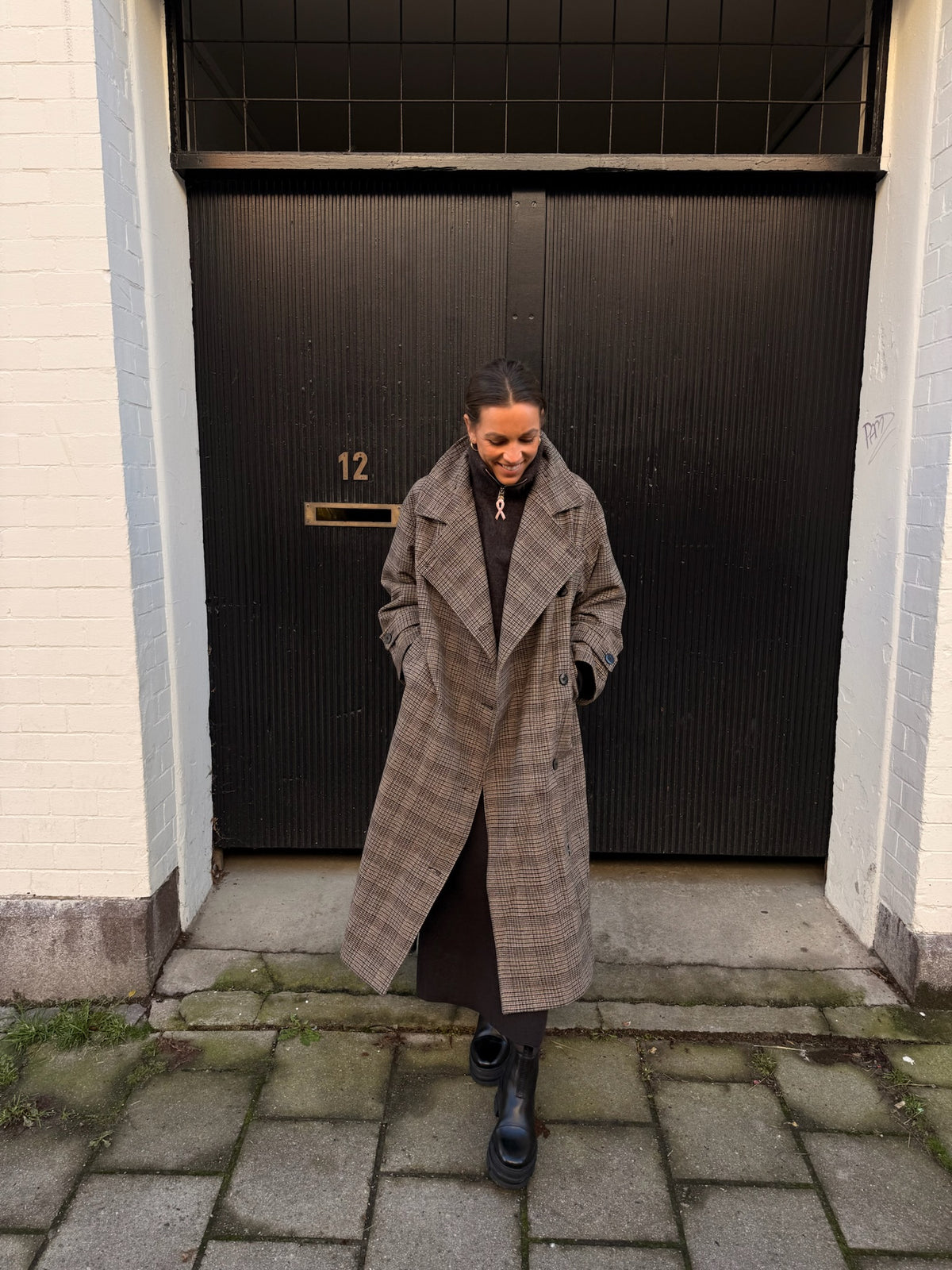 Dar Long Coat Brown Check