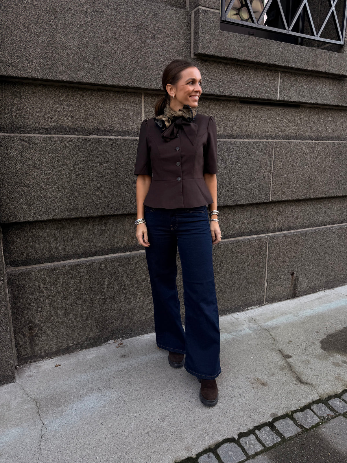 YASRIU Scarf Blazer Coffee Bean Melange