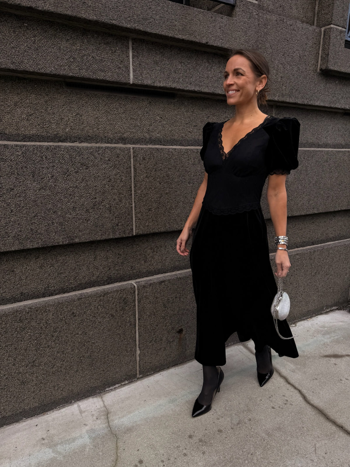 Francis Velvet Midi Dress Black Velvet