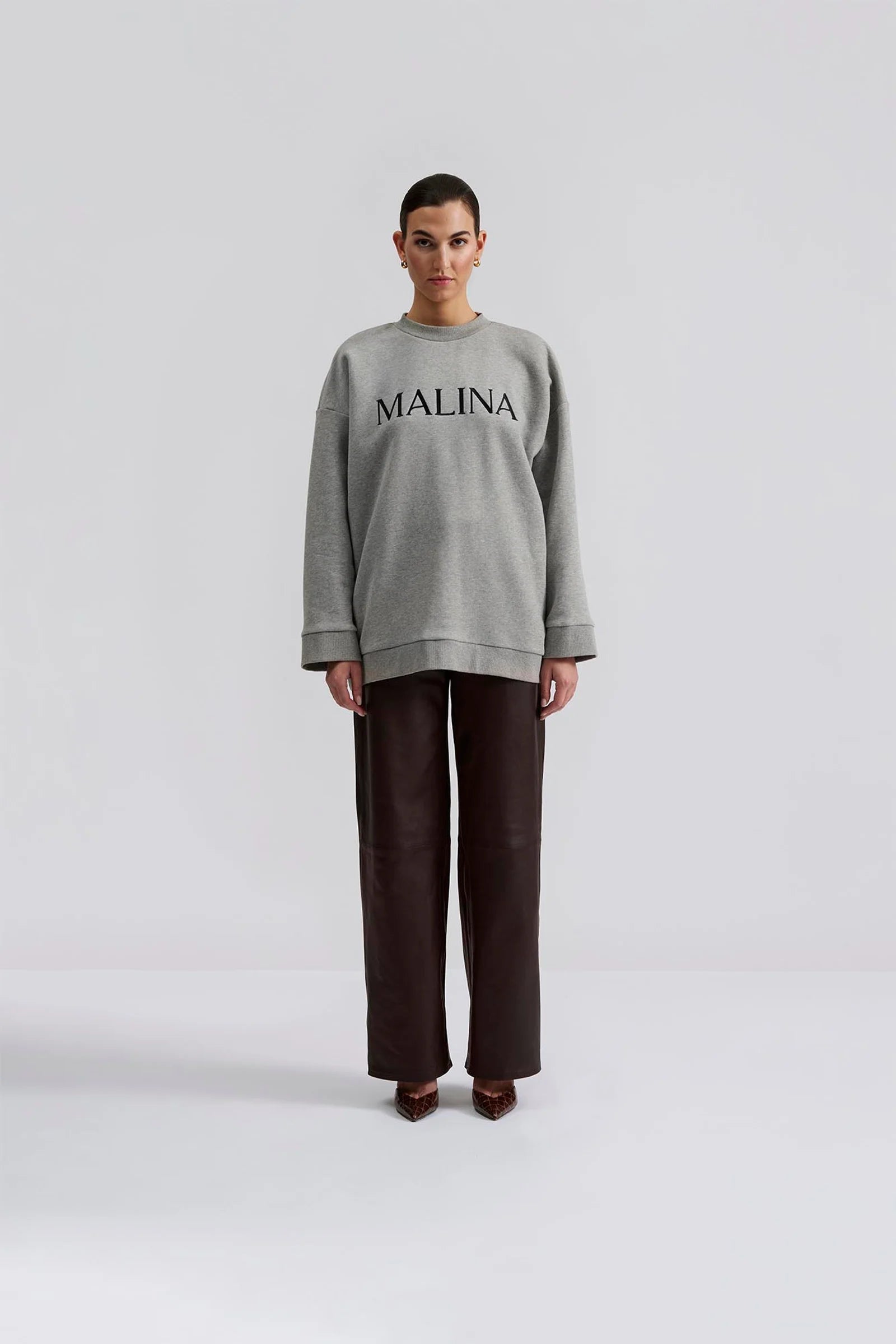 Malina Oversized College Sweater Grey Melange