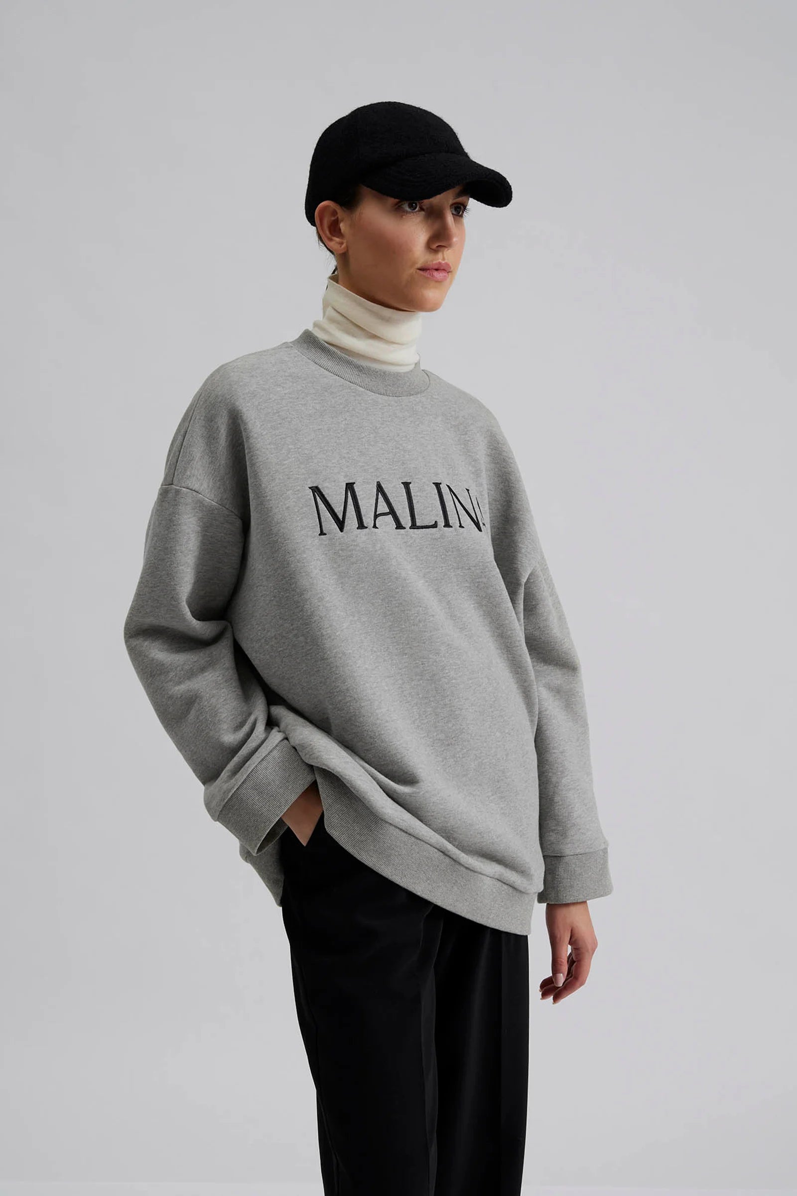 Malina Oversized College Sweater Grey Melange