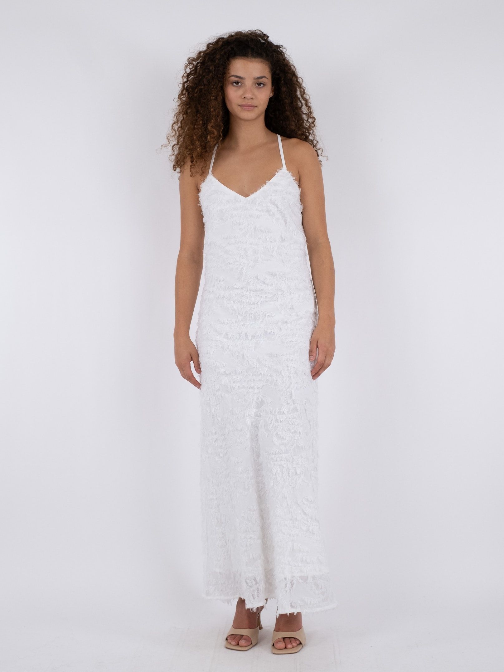 Clia Fringe Dress White