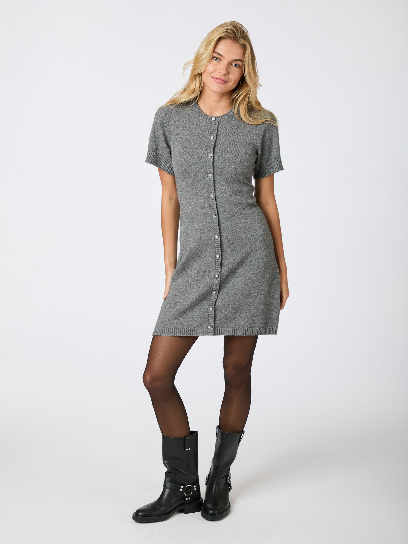 Elise Knit Dress Dark Grey Melange