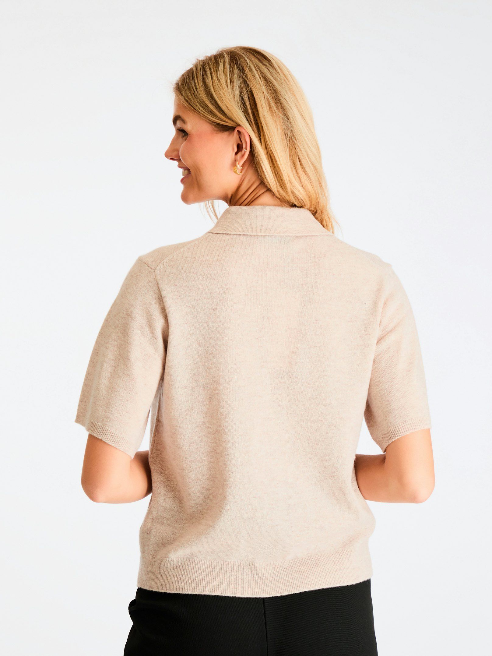 Gracie Knit Polo Tee Sand Melange