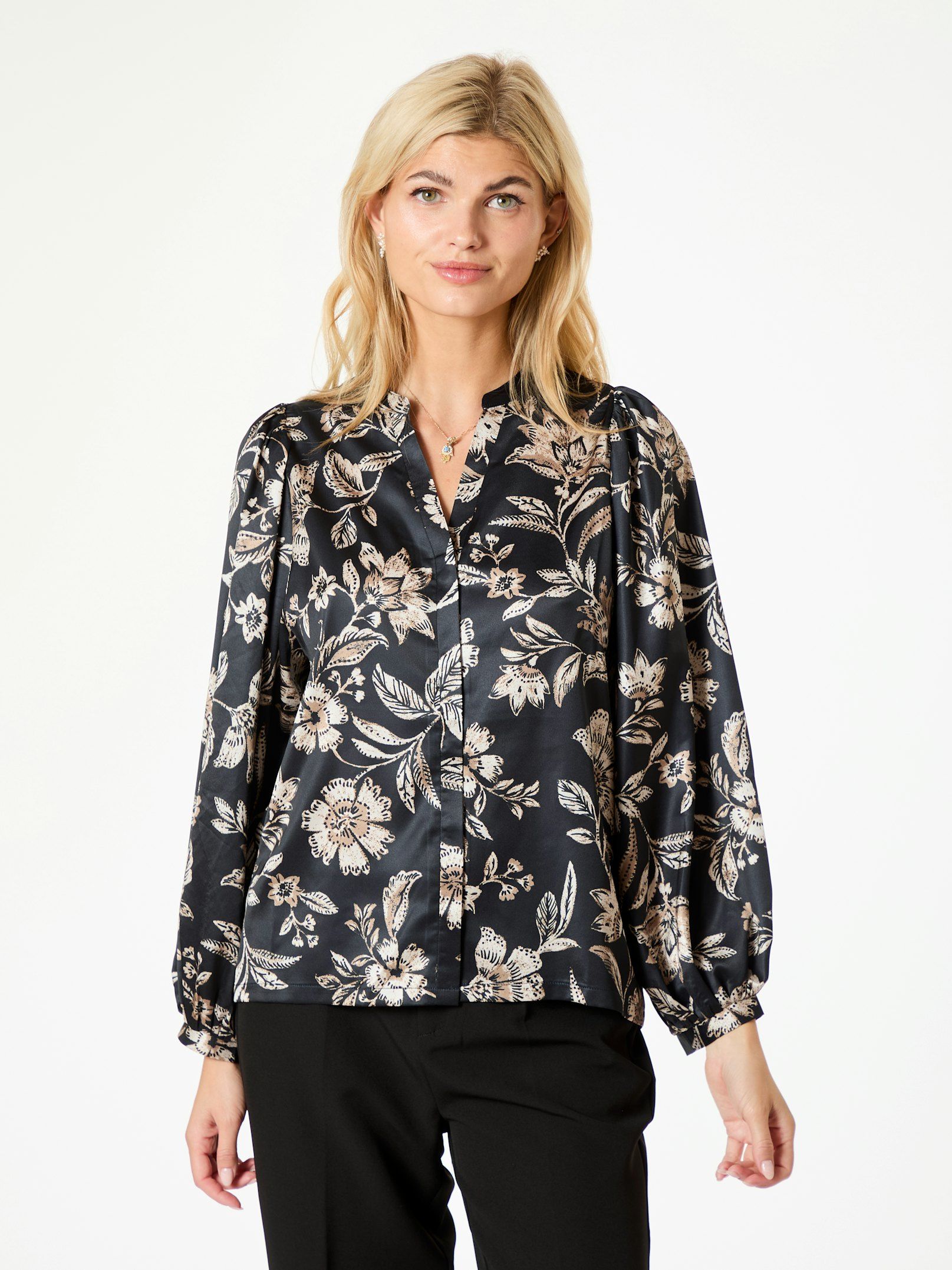 Nani Canvas Flower Blouse Dark Navy