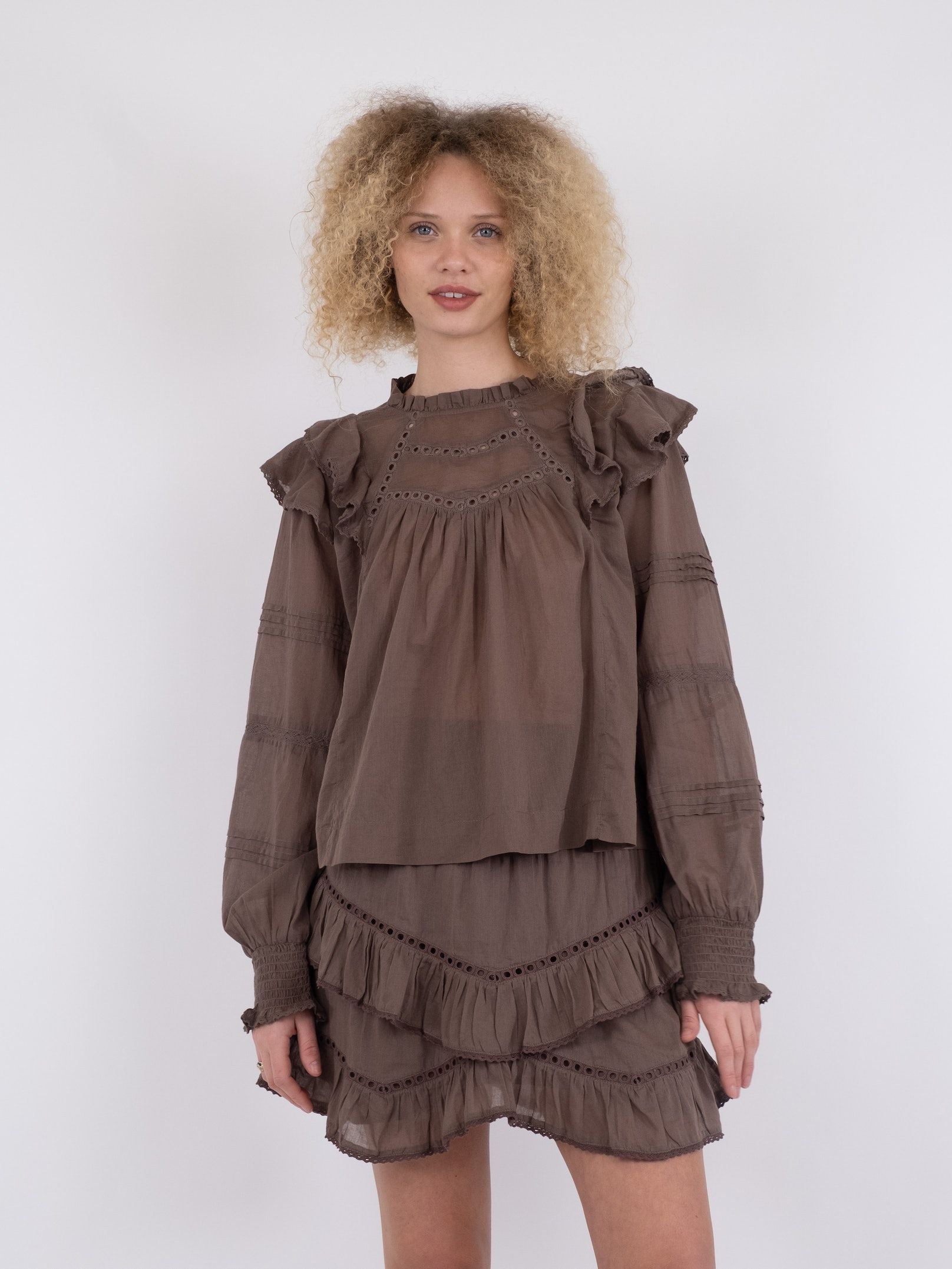 Simkie Voile Blouse Light Brown