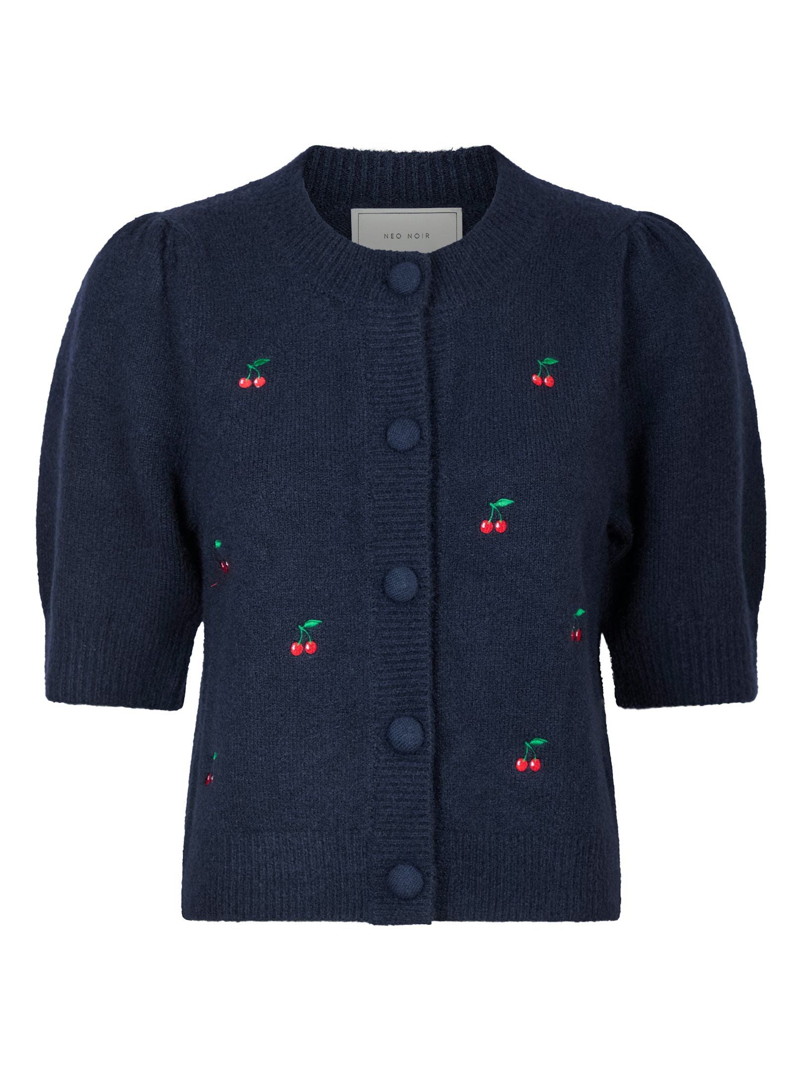 Trudy Embroidery Knit Cardigan Navy