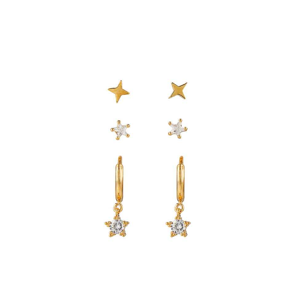 Crystal Star Huggie Hoop & Stud Earring Pack