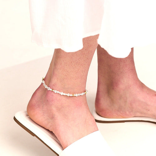 Mixed Pearl & Gold Bead Anklet
