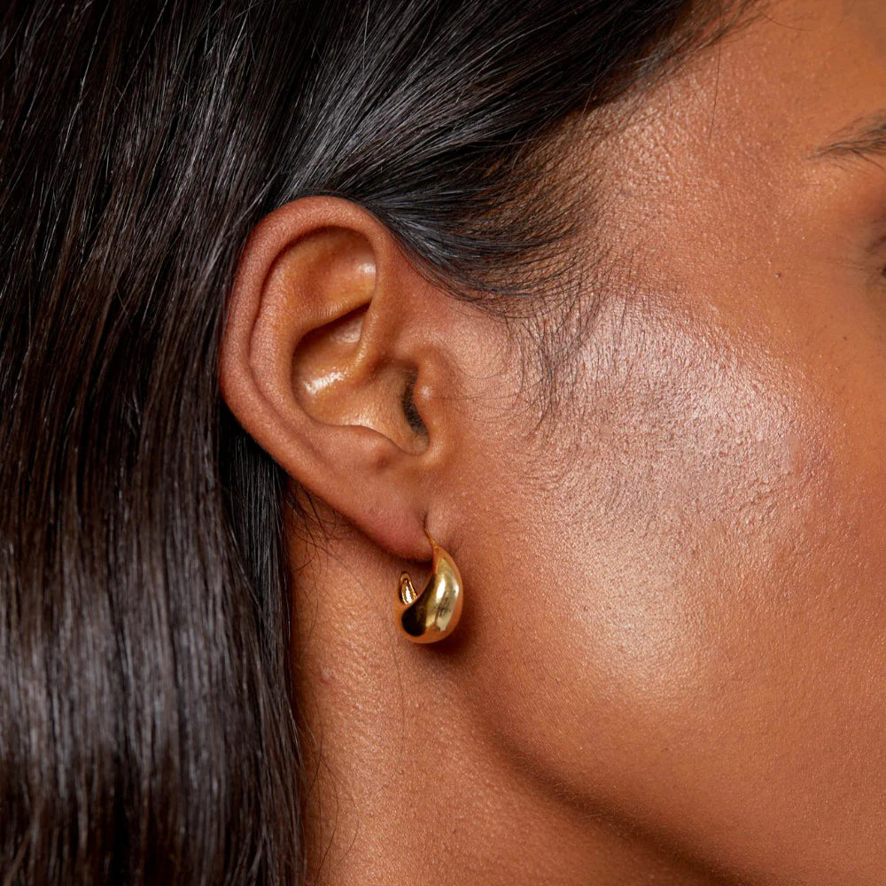 Tapered Domed Hoop Earrings Gold