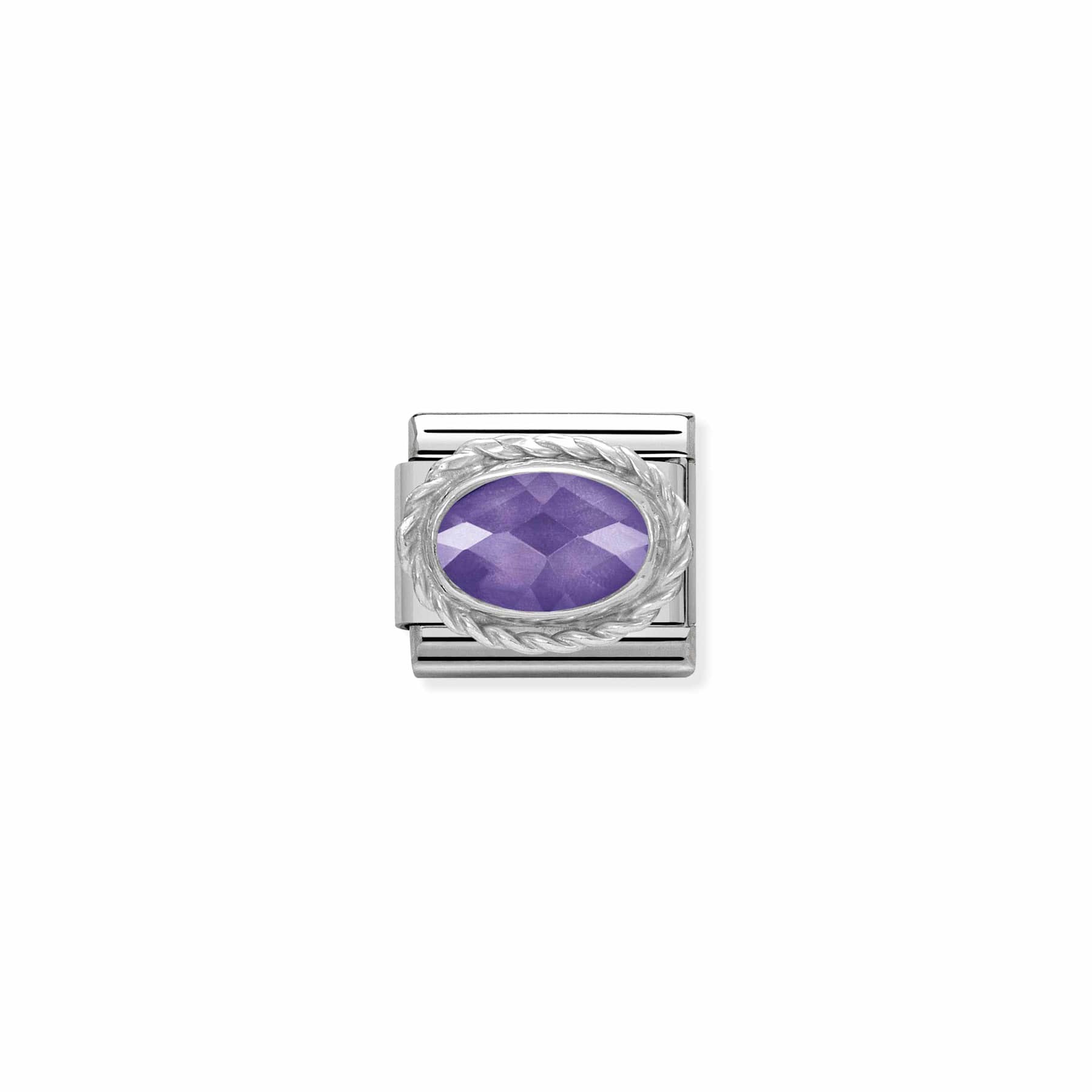 Silver Twisted Oval Purple Zirkon