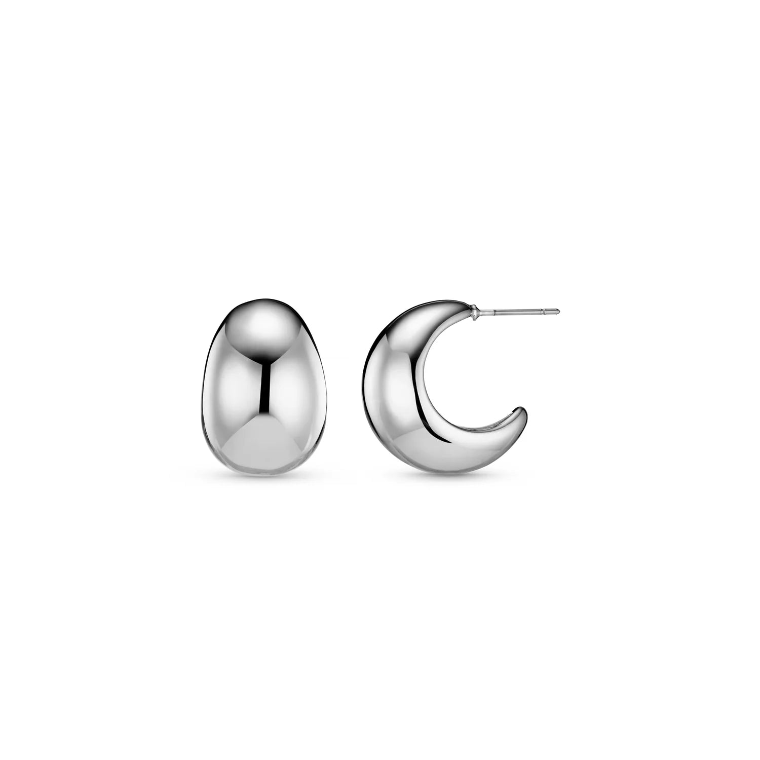 Statement Domed Tapered Earrings Silver