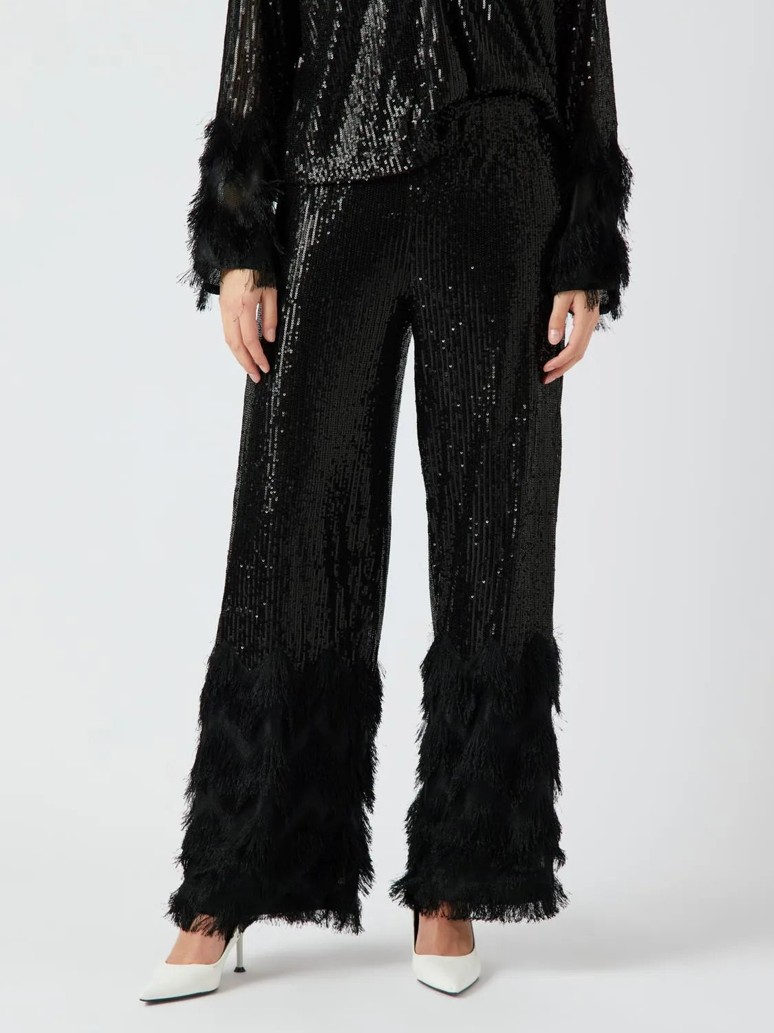 YASFLOW Sequin Wide Pants Black