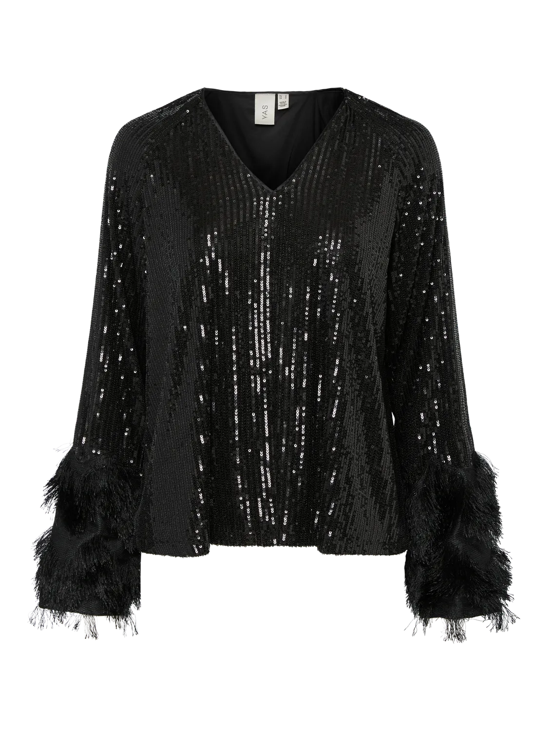 YASFLOW V-Neck Sequin Top Black