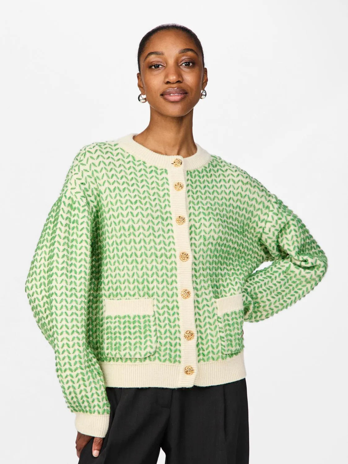 YASGEA Knit Cardigan Birch Medium Green