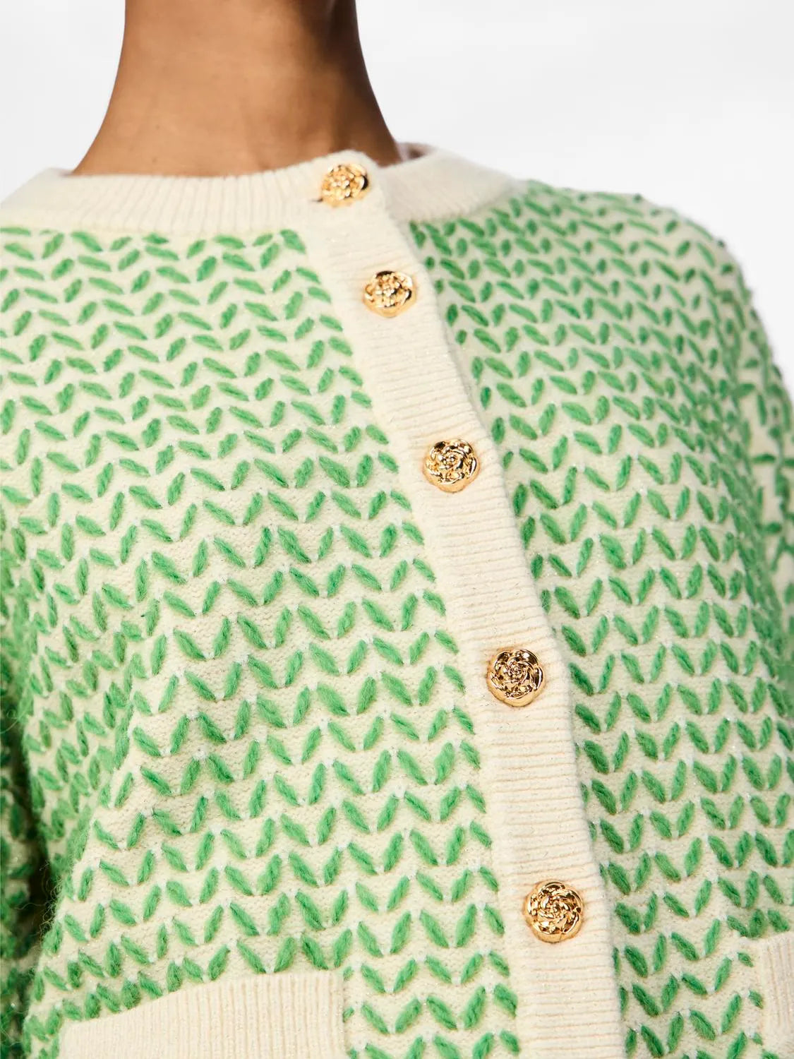 YASGEA Knit Cardigan Birch Medium Green