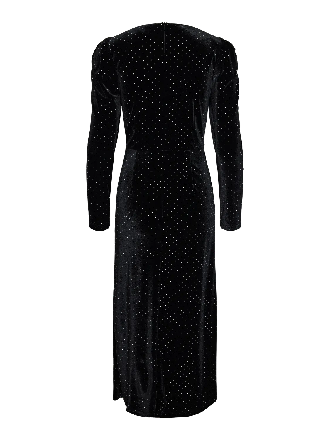 YASHELLA Velour Midi Dress Black Rhinestone