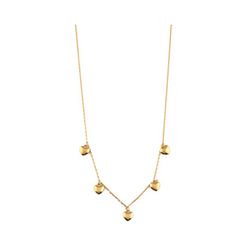 Puffed Multi Drop Gold Hearts Necklace