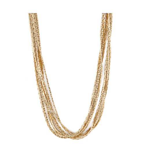 Multi Chain 8-Row Necklace Gold