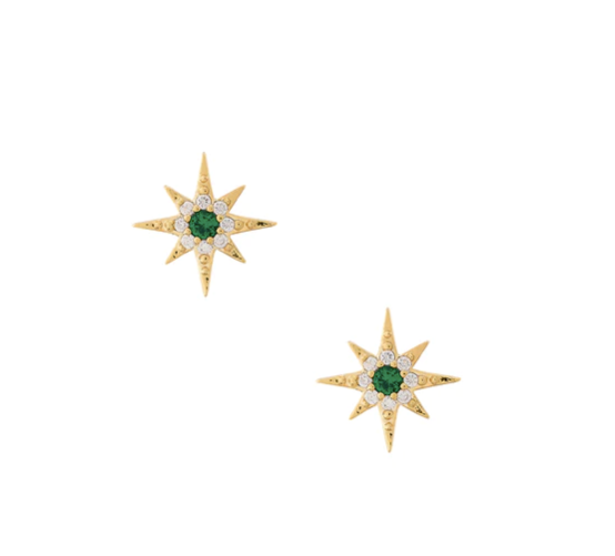 Emerald Pave Star Stud Earring