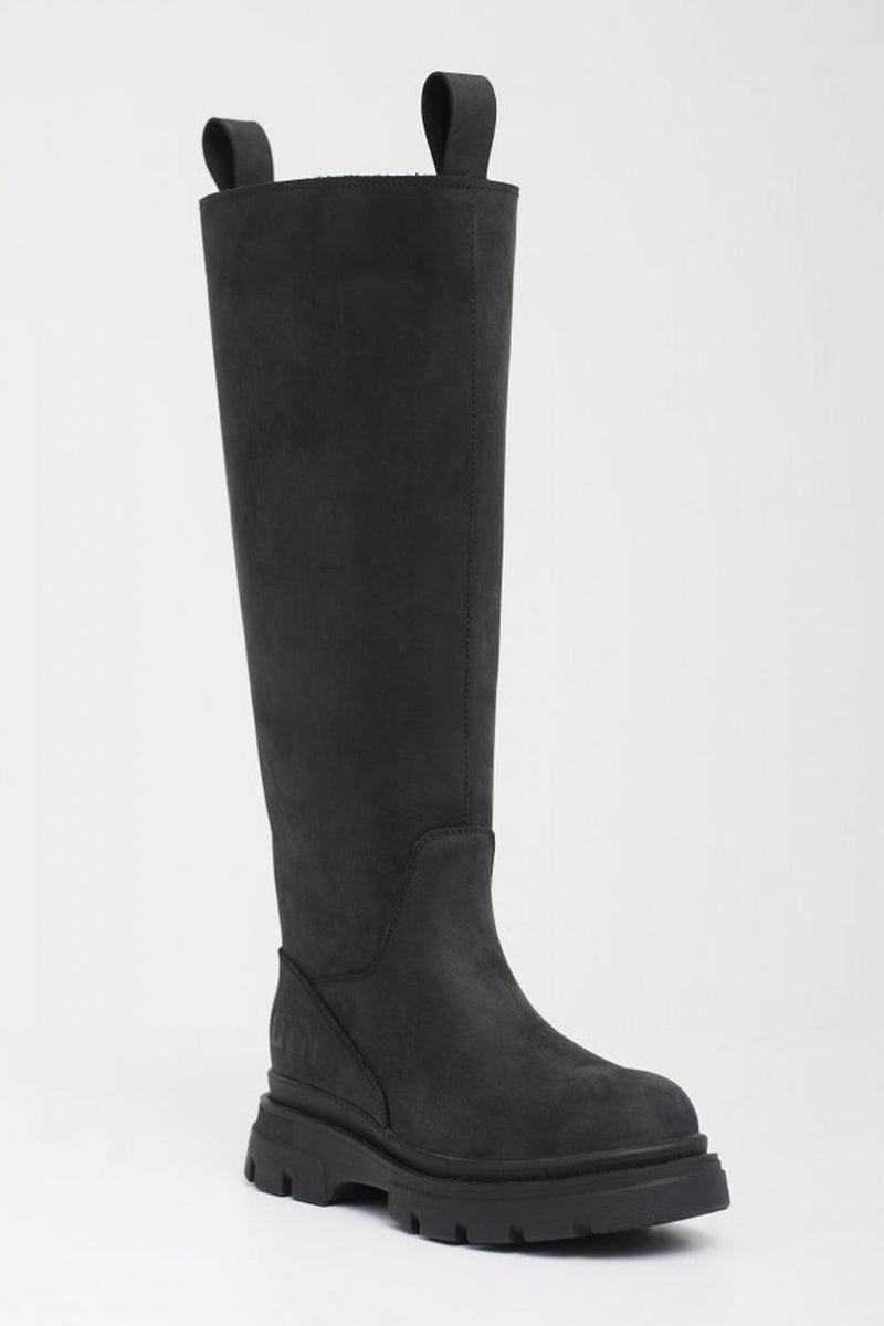 High Leather Boots New Black