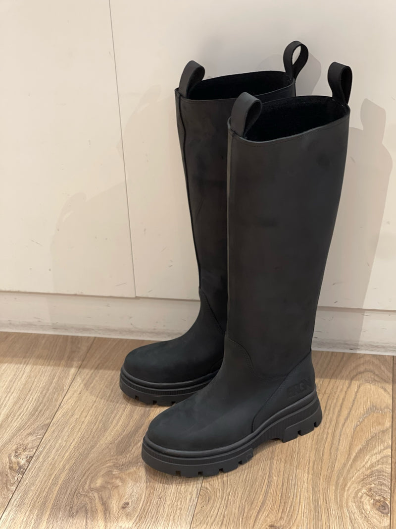High Leather Boots New Black