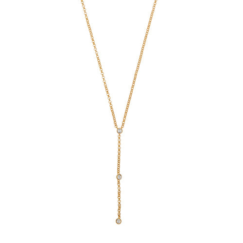 Crystal Drop Lariat Necklace Gold