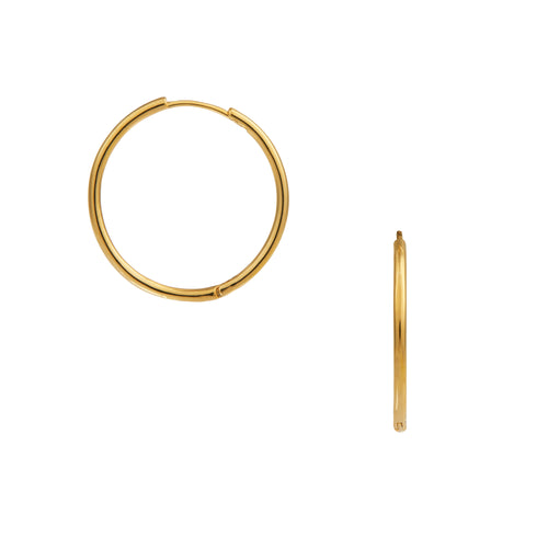 Large Micro Hoop Earring Gold 25mm